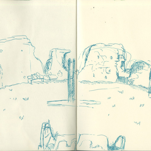 Live drawing of Plympton Castle