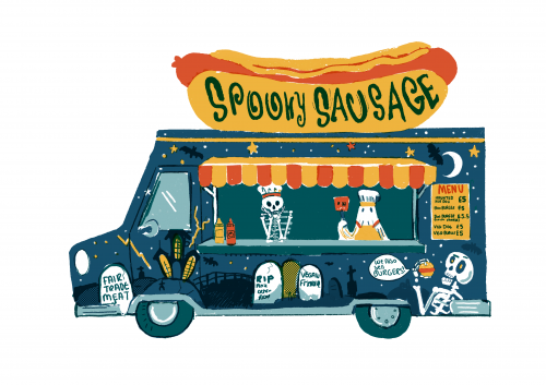 The Spooky Sausage Food Truck Riso (A4)